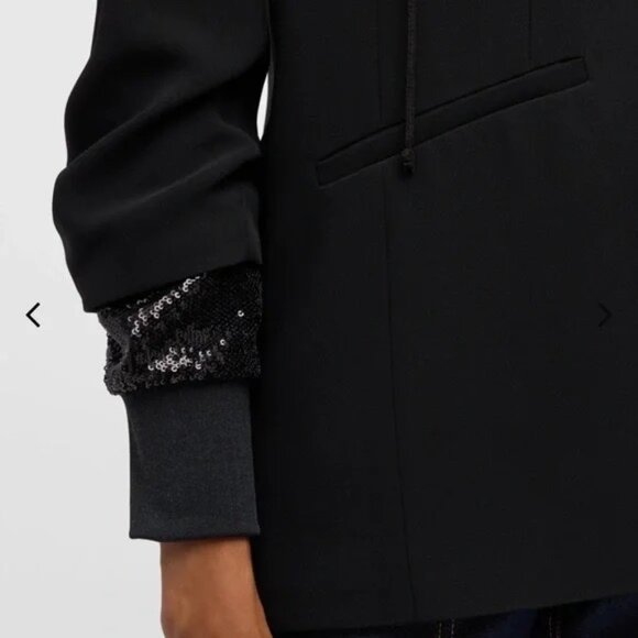 Cinq à Sept Khloe Blazer – Black Sequin Hood & Sleeves, Size 10 - Picture 3 of 13
